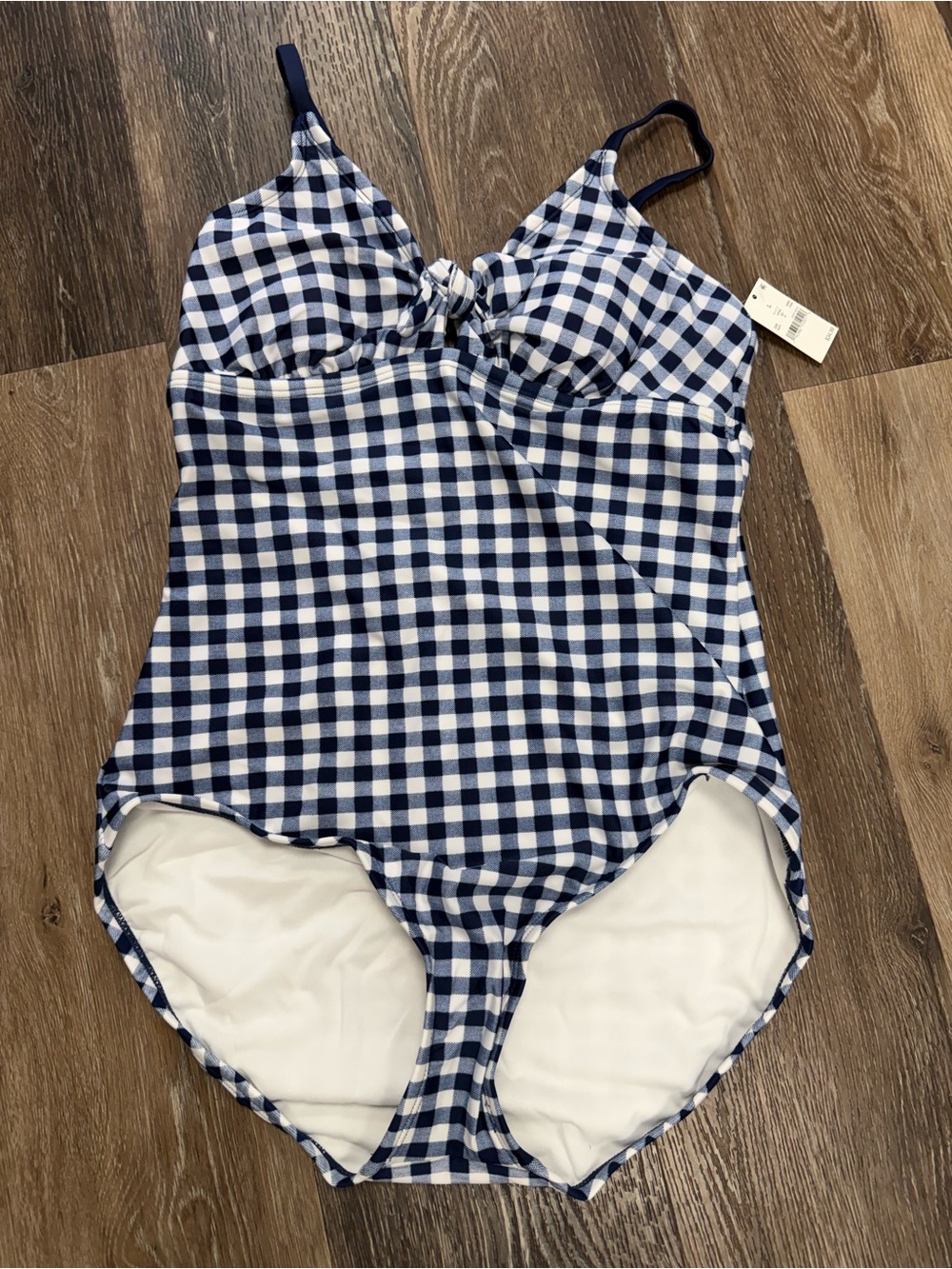 Target Navy & White Gingham Knot Front One-Piece Swimsuit